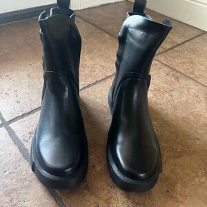 Black Leather Ankle Boots